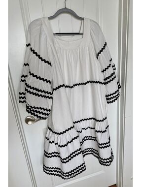 Lisa Marie Fernandez White Dress with Black Bric Brac Trim - Size S